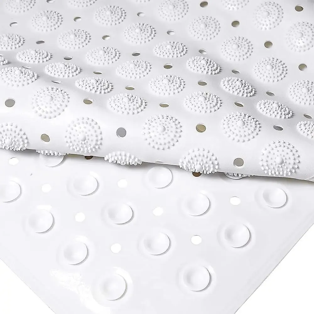 Experia Anti Slip Bath Mat with Suction Cup - 100*40 cm (White Color with Accu Pebble)