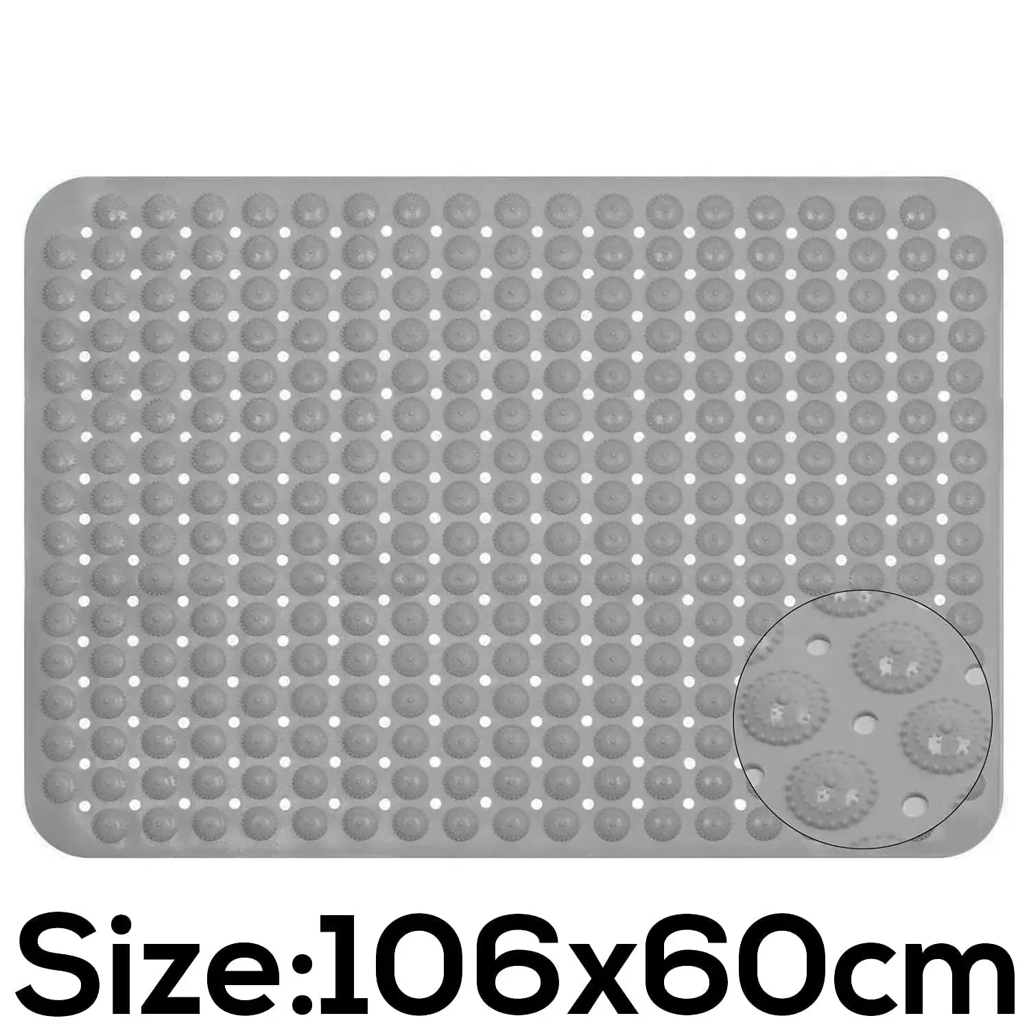 Experia Anti Slip Bath Mat with Suction Cup - 106 X 60 CM (Grey Color With Accu Pebble)