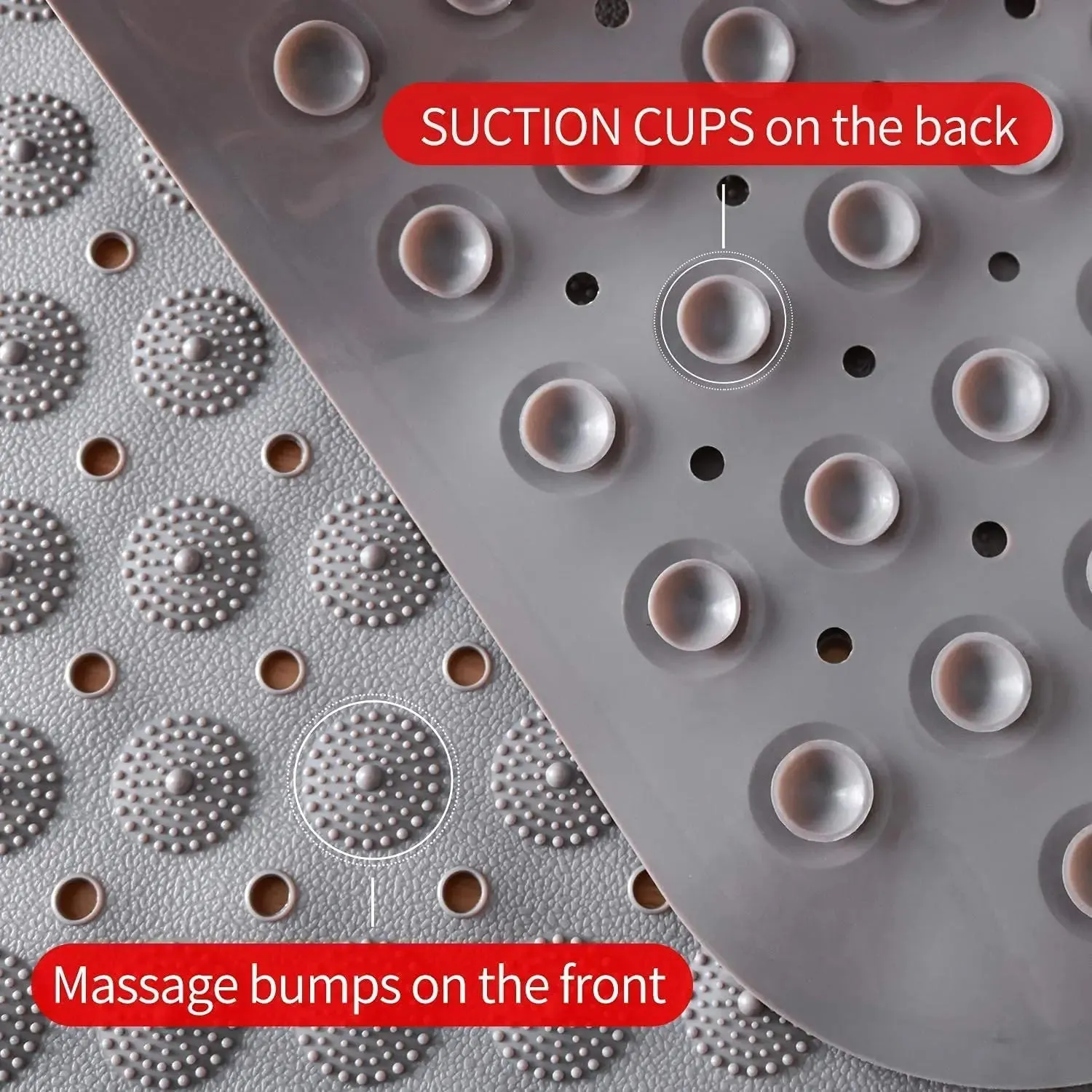 Experia Anti Slip Bath Mat with Suction Cup - 106 X 60 CM (Grey Color With Accu Pebble)