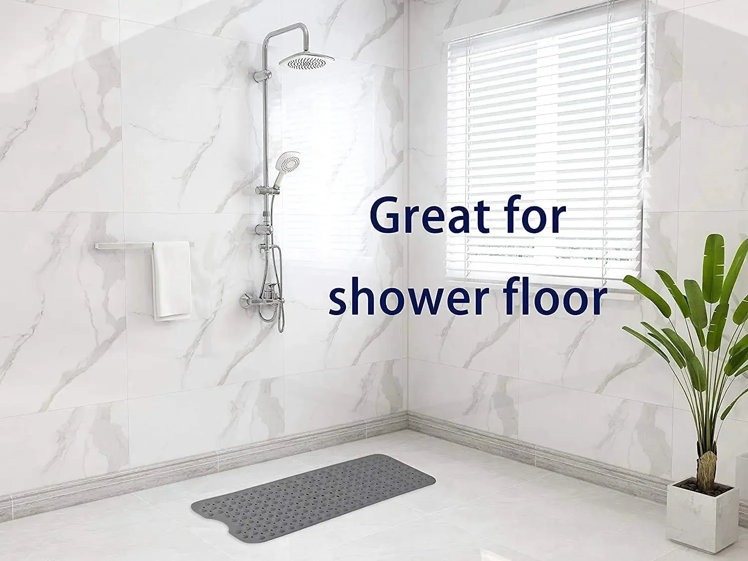 Experia Anti Slip Bath Mat with Suction Cup - 106 X 60 CM (Grey Color With Accu Pebble)