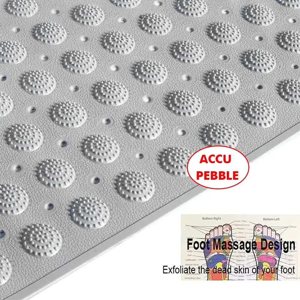 Experia Anti Slip Bath Mat with Suction Cup - 106 X 60 CM (Grey Color With Accu Pebble)