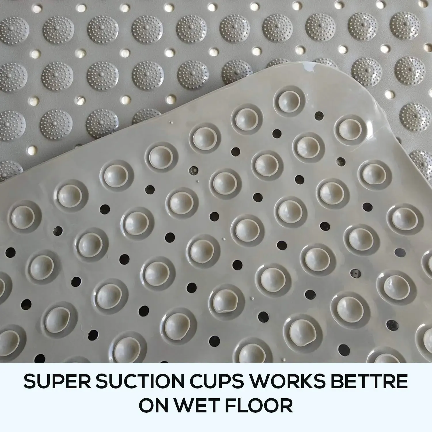Experia Anti Slip Bath Mat with Suction Cup - 106 X 60 CM (Grey Color With Accu Pebble)