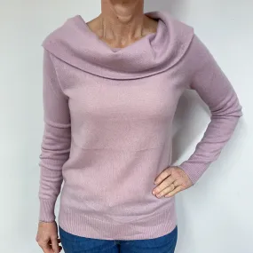 Faded Heather Pink Cashmere Cowl Neck Jumper Medium