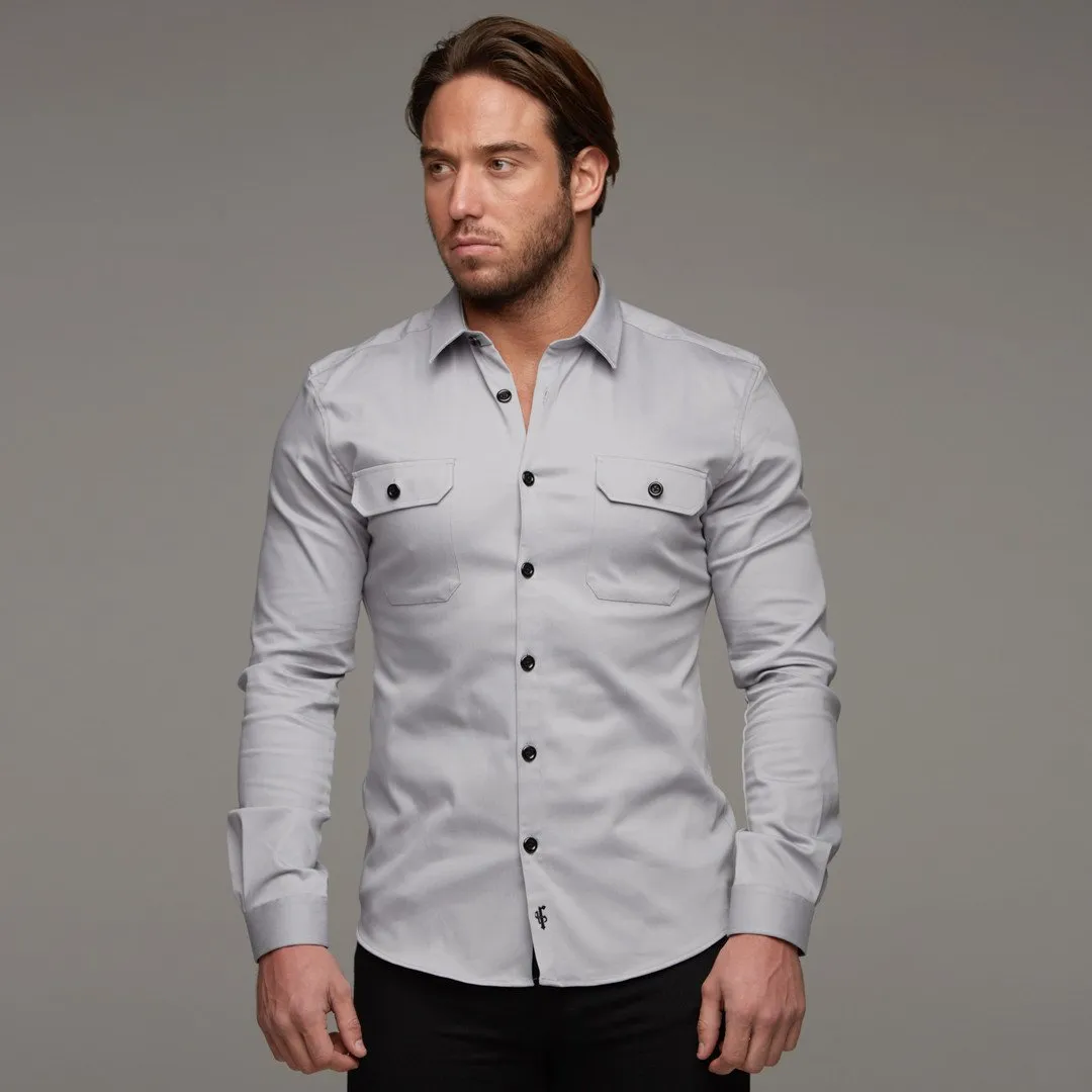 Father Sons Super Slim Stretch Grey Denim Shacket - FS206