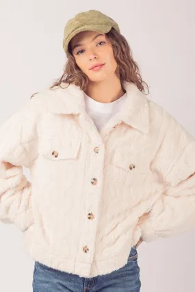 Faux Fur Cream Collared Jacket
