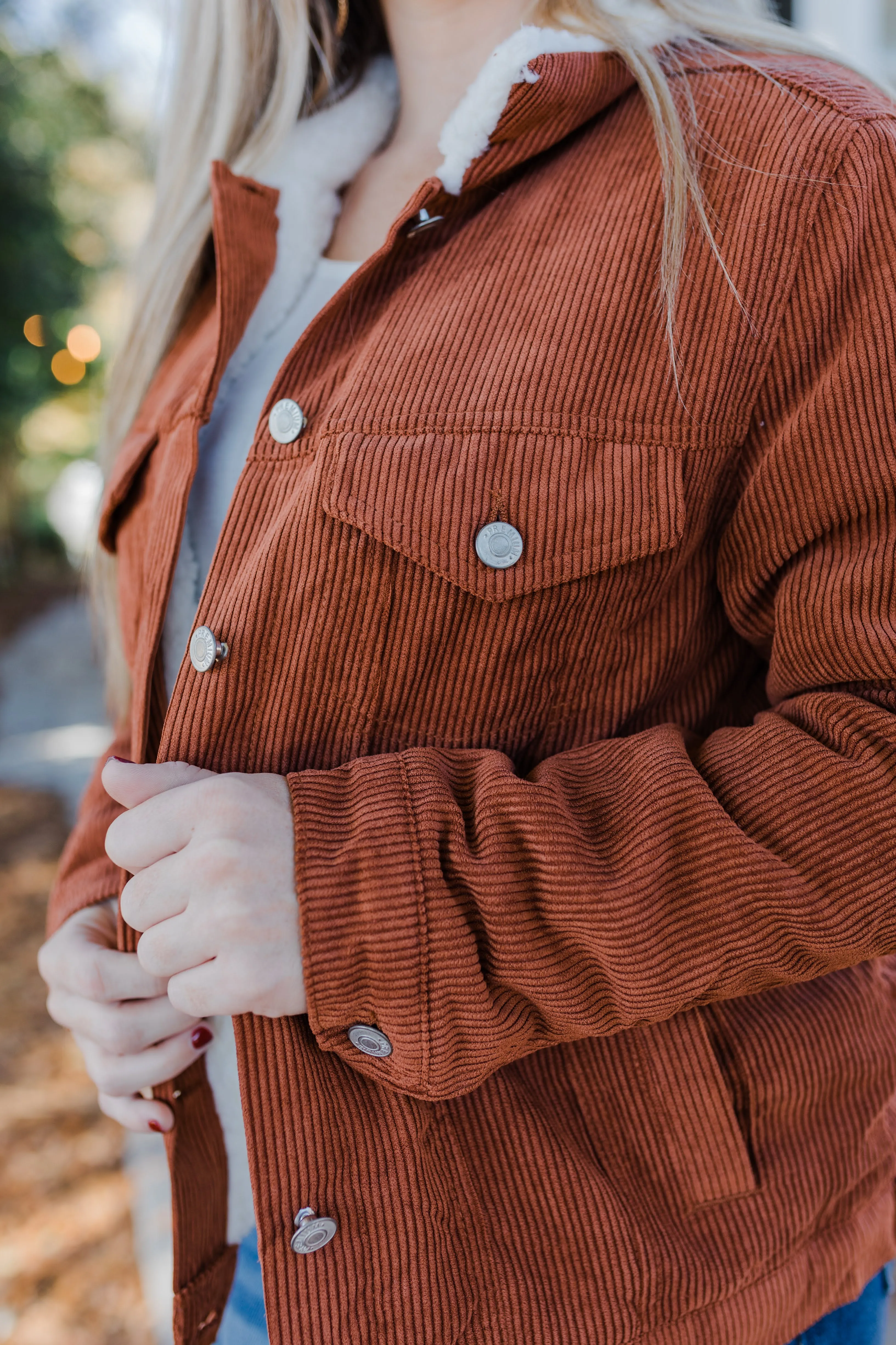 FINAL SALE Cinnamon Teddy Fleece Corduroy Fleece Jacket