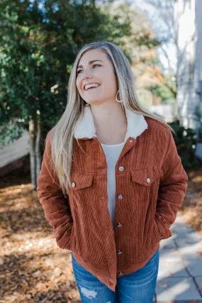 FINAL SALE Cinnamon Teddy Fleece Corduroy Fleece Jacket