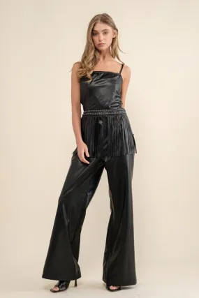 FINAL SALE!! Faux Leather Fringe Jumpsuit