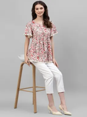 Floral Top With Lace Work
