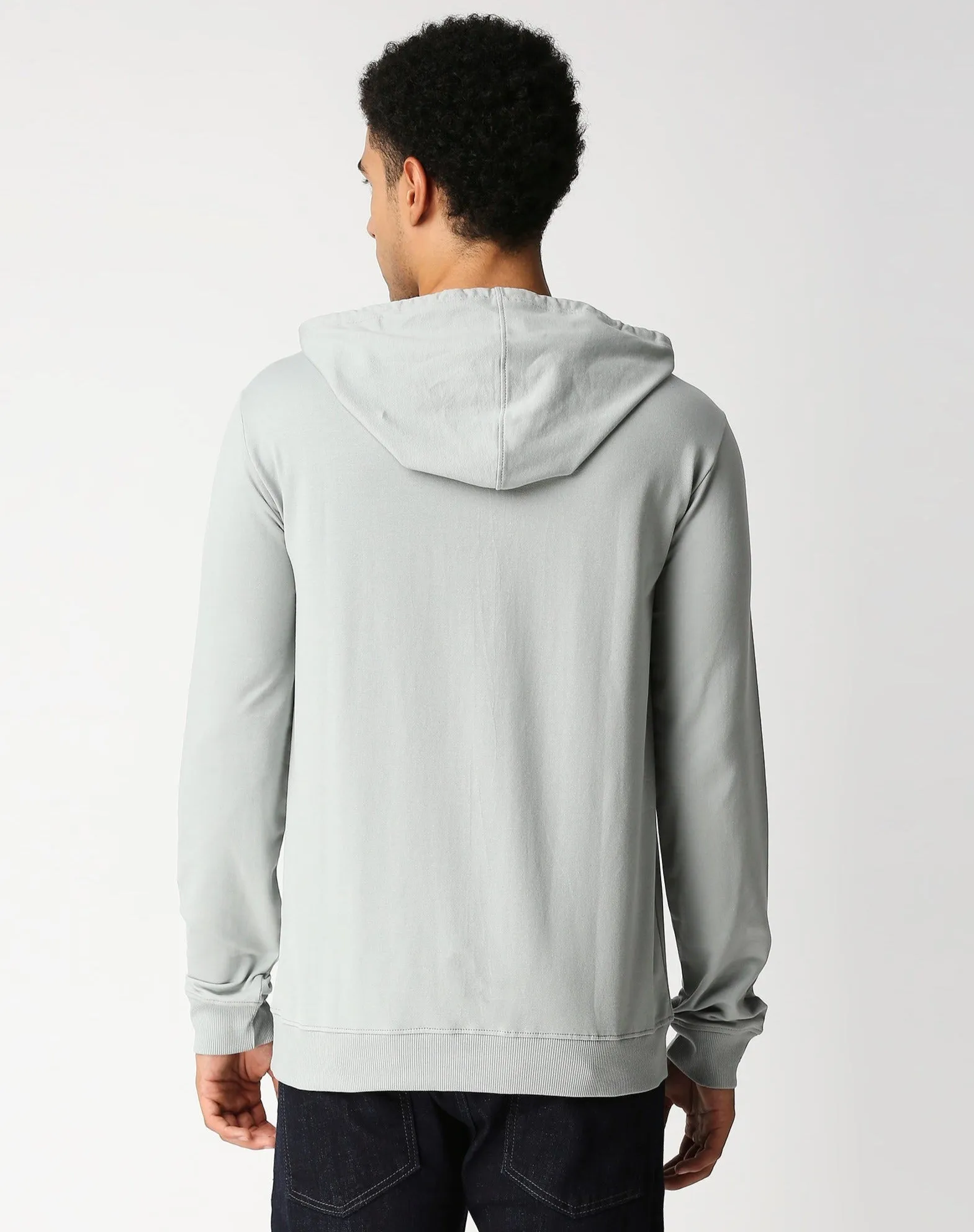 Fostino Hoodie Grey Plain Full Sleeves