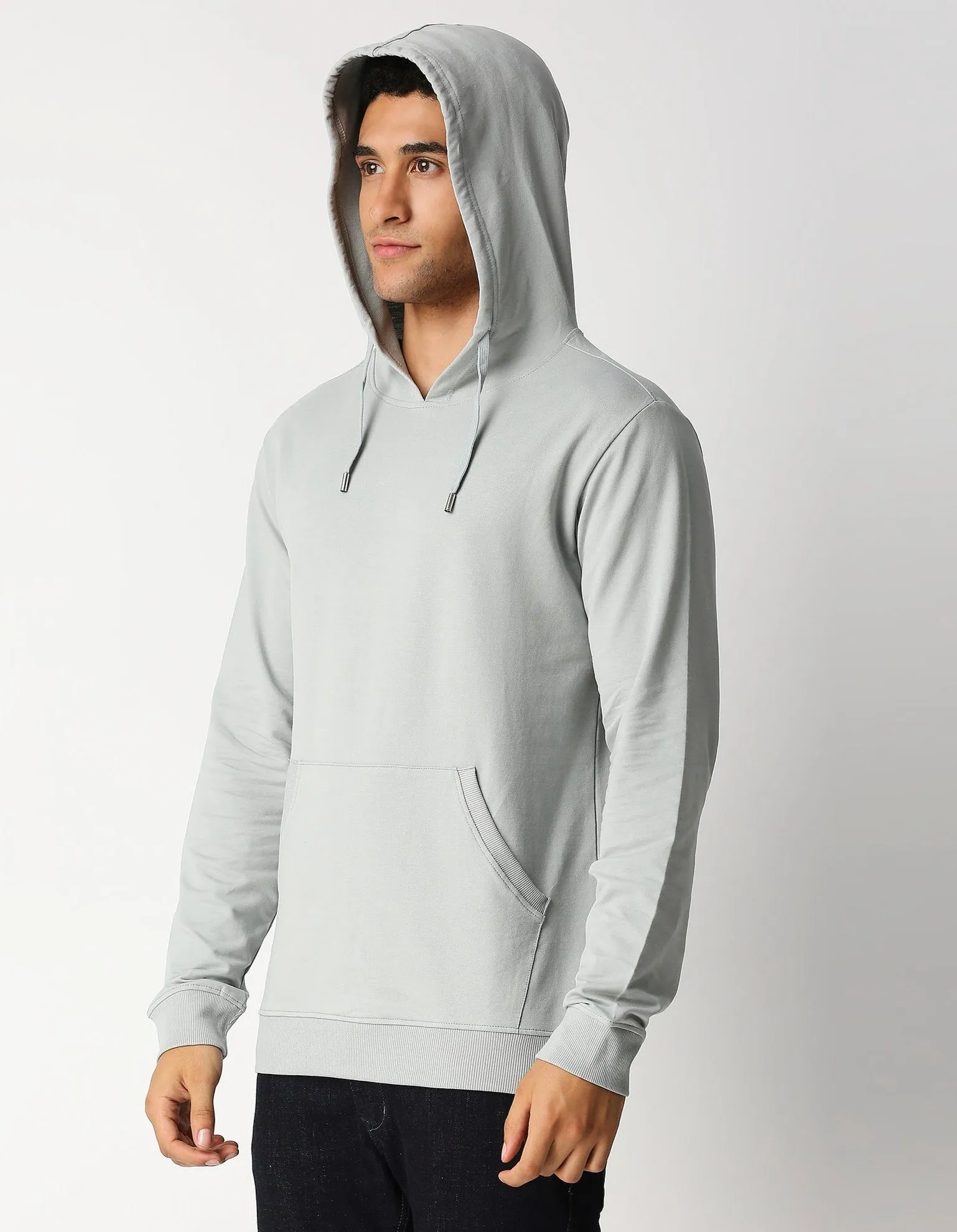 Fostino Hoodie Grey Plain Full Sleeves