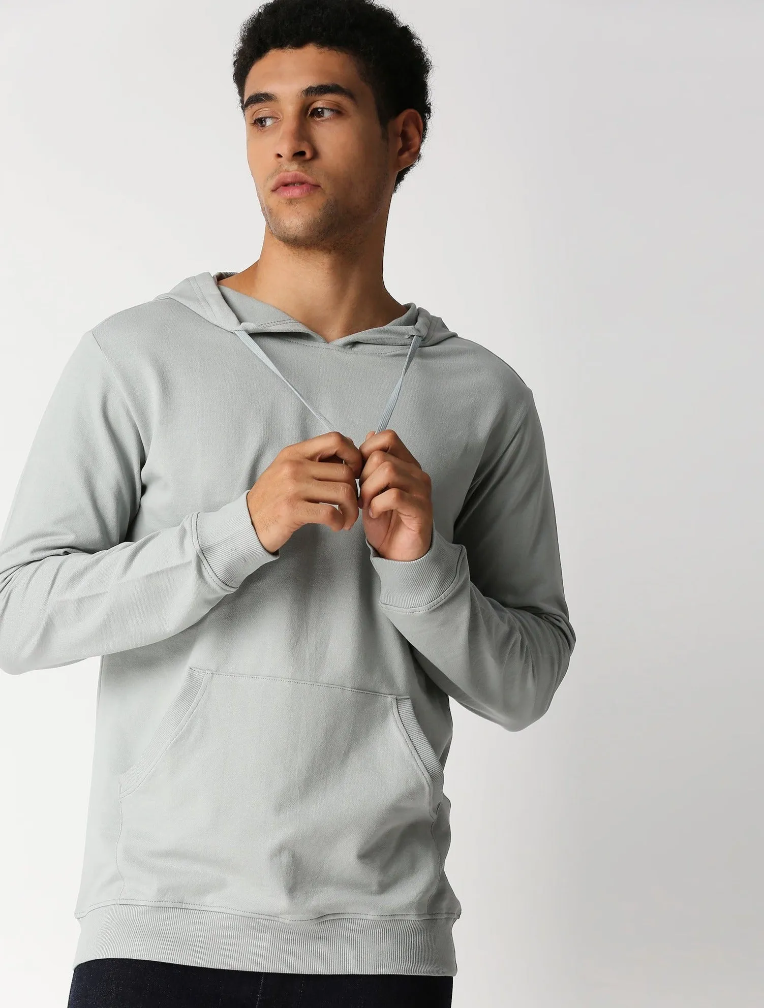 Fostino Hoodie Grey Plain Full Sleeves