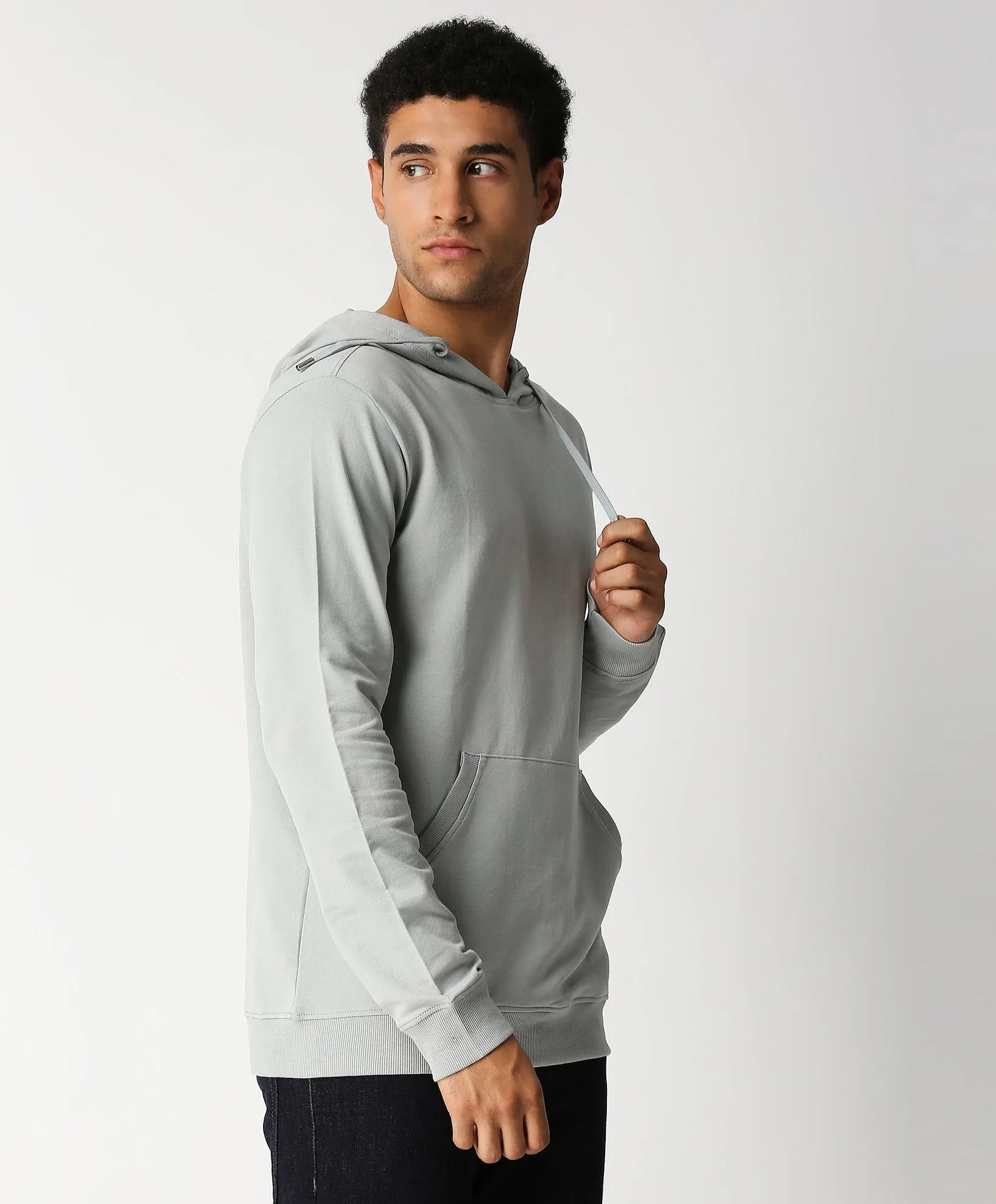 Fostino Hoodie Grey Plain Full Sleeves