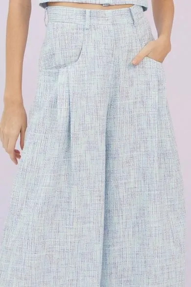 Gargi Blue Tweed Wide Pants