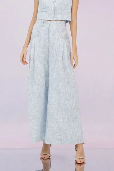 Gargi Blue Tweed Wide Pants