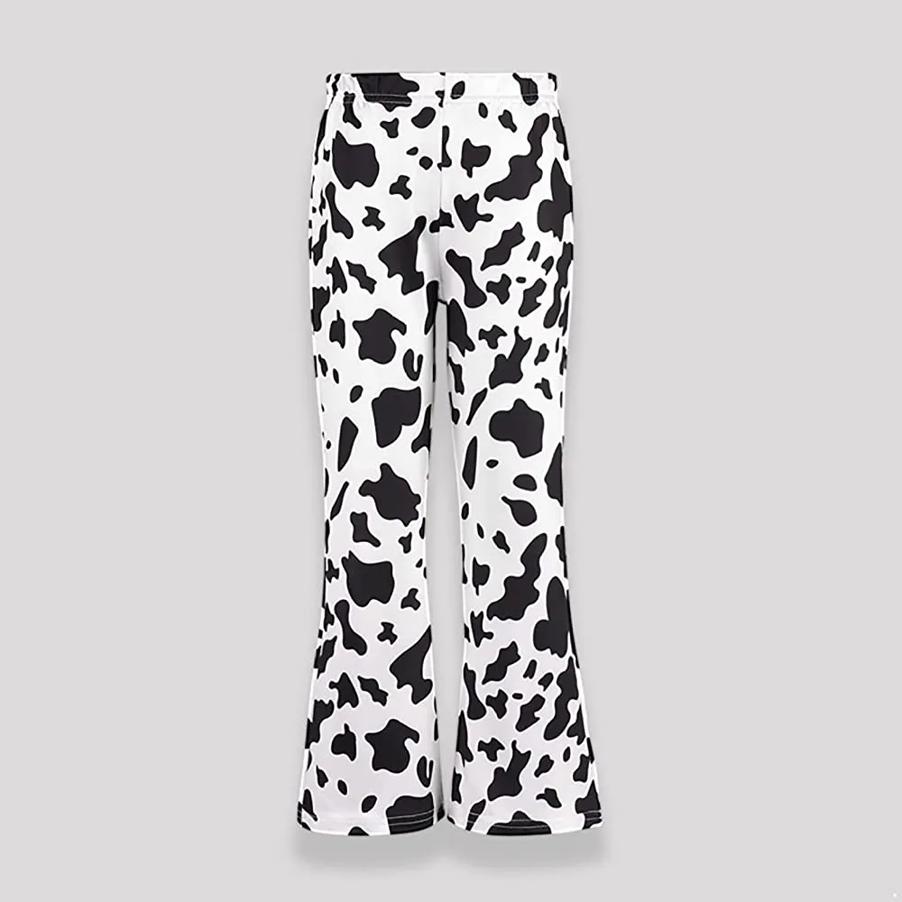 Girl's Cow Print Flared Leg Pants