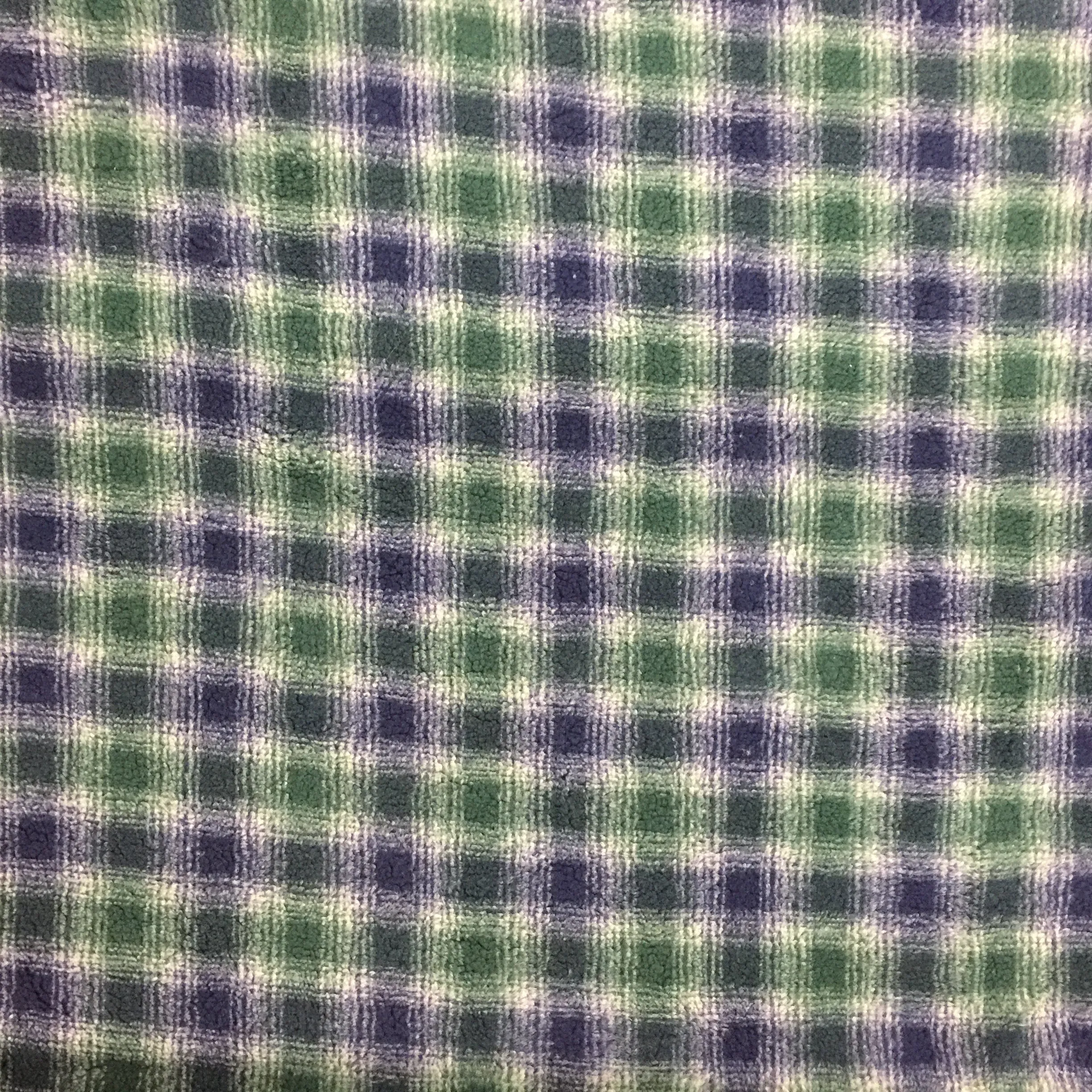 Glenoit Berber Fleece, Blue and Green Plaid (Sold per Yard)