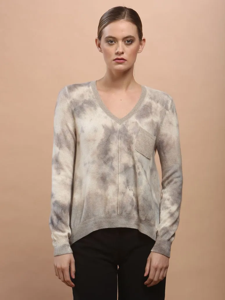 Hand Dye Pocket V Neck