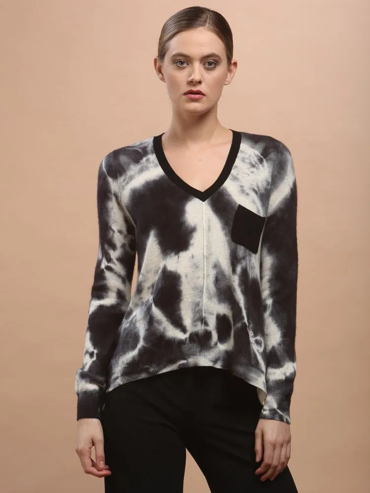 Hand Dye Pocket V Neck