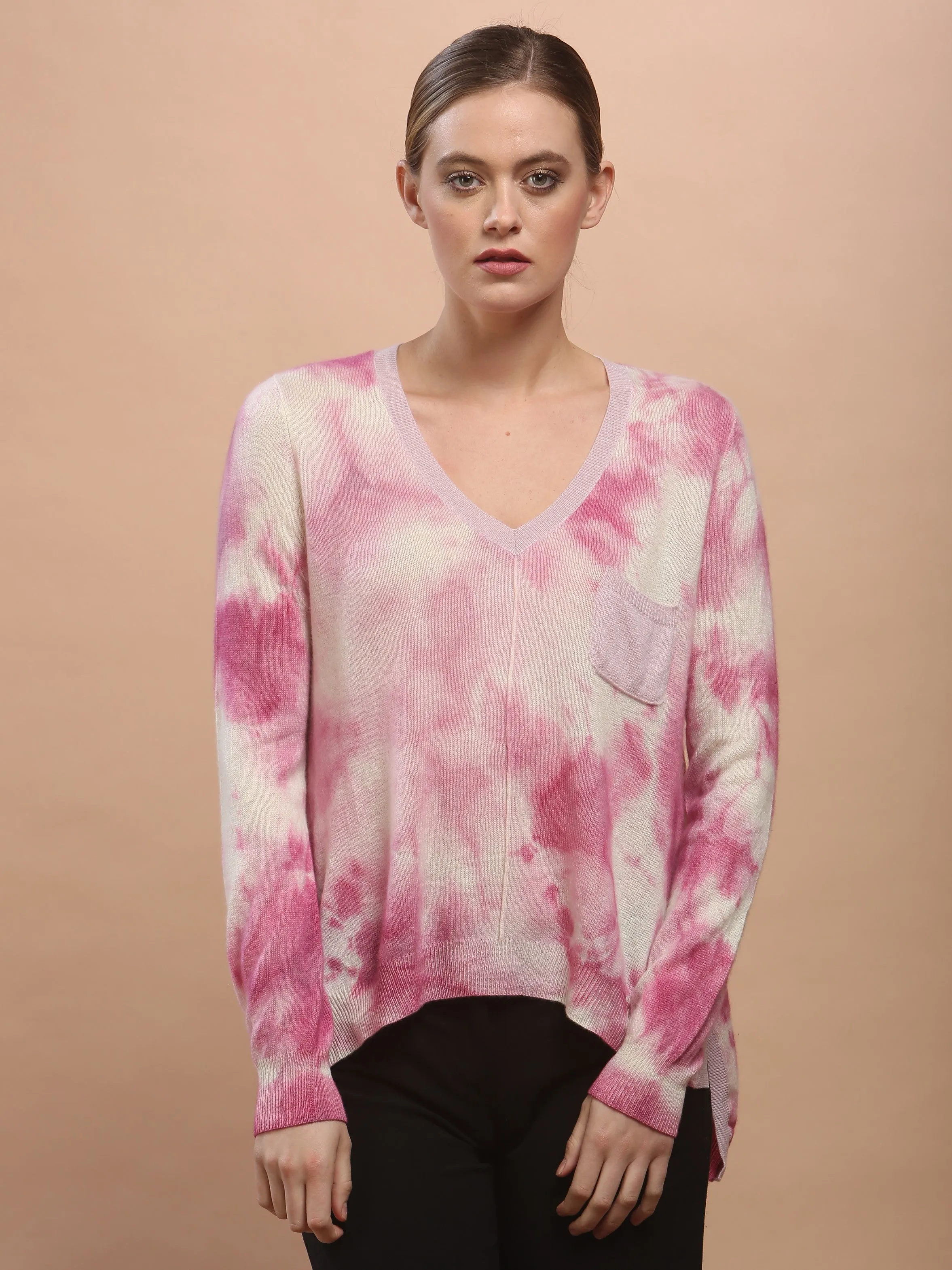 Hand Dye Pocket V Neck