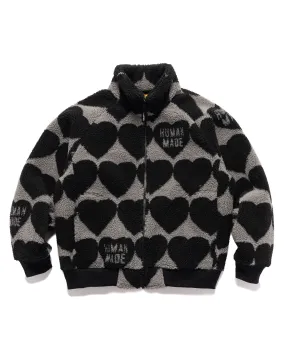 Heart Fleece Jacket Black