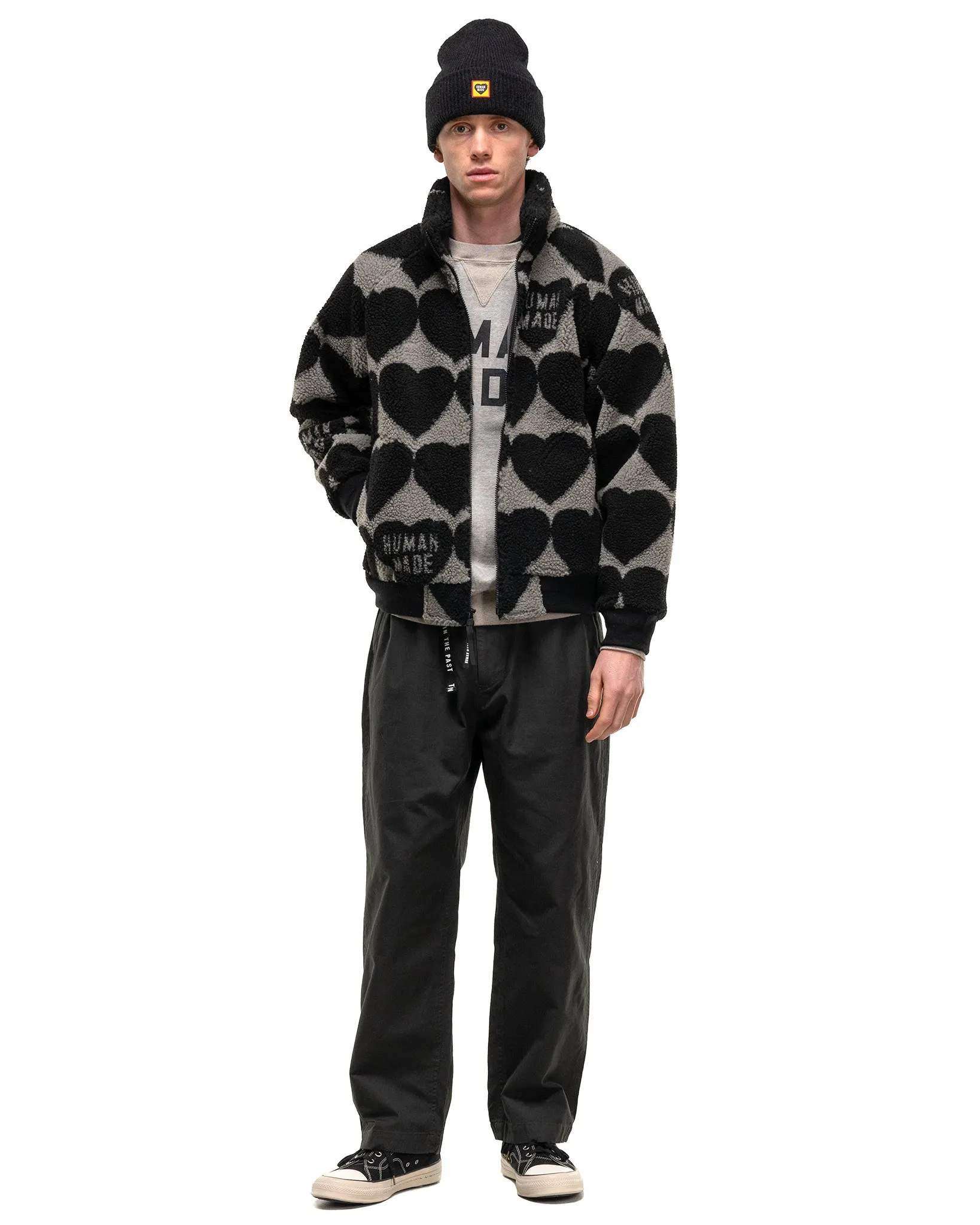 Heart Fleece Jacket Black