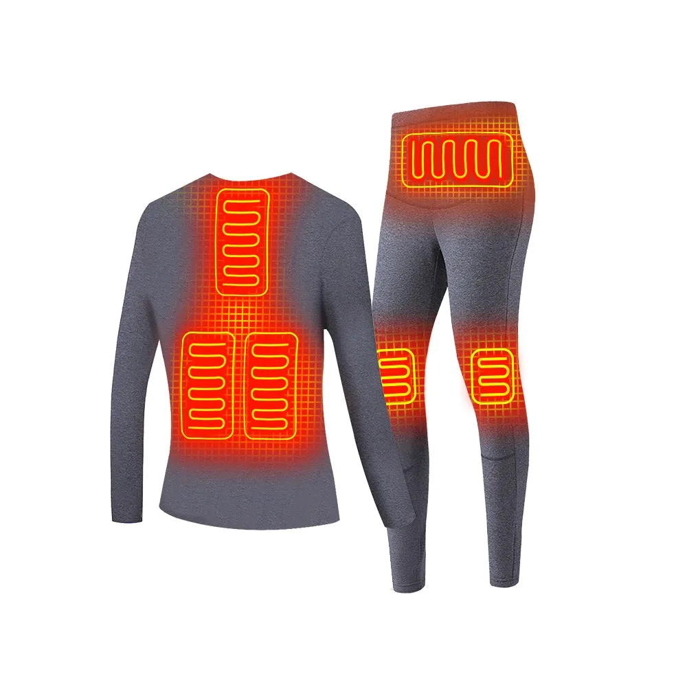 Heated Thermal Underwear Fleece Warm Top Pants Electric Heating Clothing