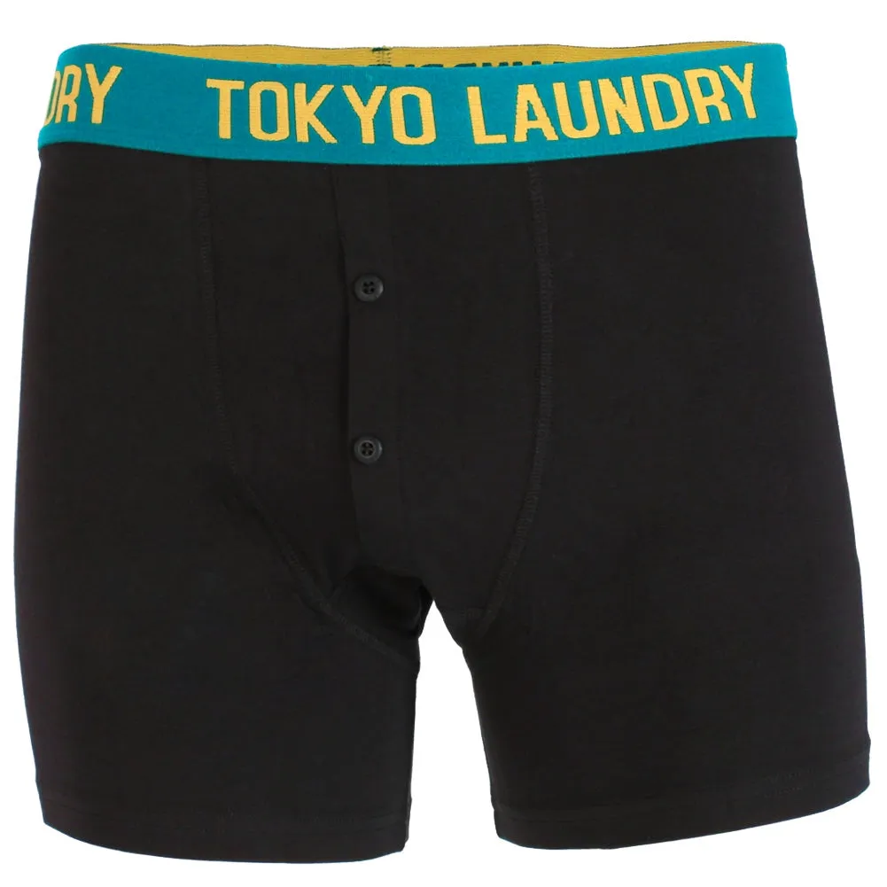 Helston (2 Pack) Boxer Shorts Set in Yellow Iris / Marble Blue - Tokyo Laundry