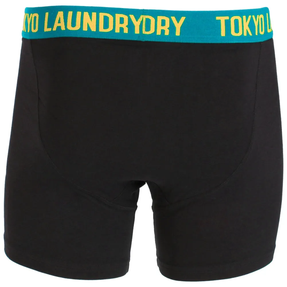 Helston (2 Pack) Boxer Shorts Set in Yellow Iris / Marble Blue - Tokyo Laundry