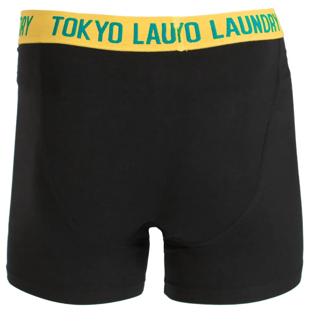 Helston (2 Pack) Boxer Shorts Set in Yellow Iris / Marble Blue - Tokyo Laundry