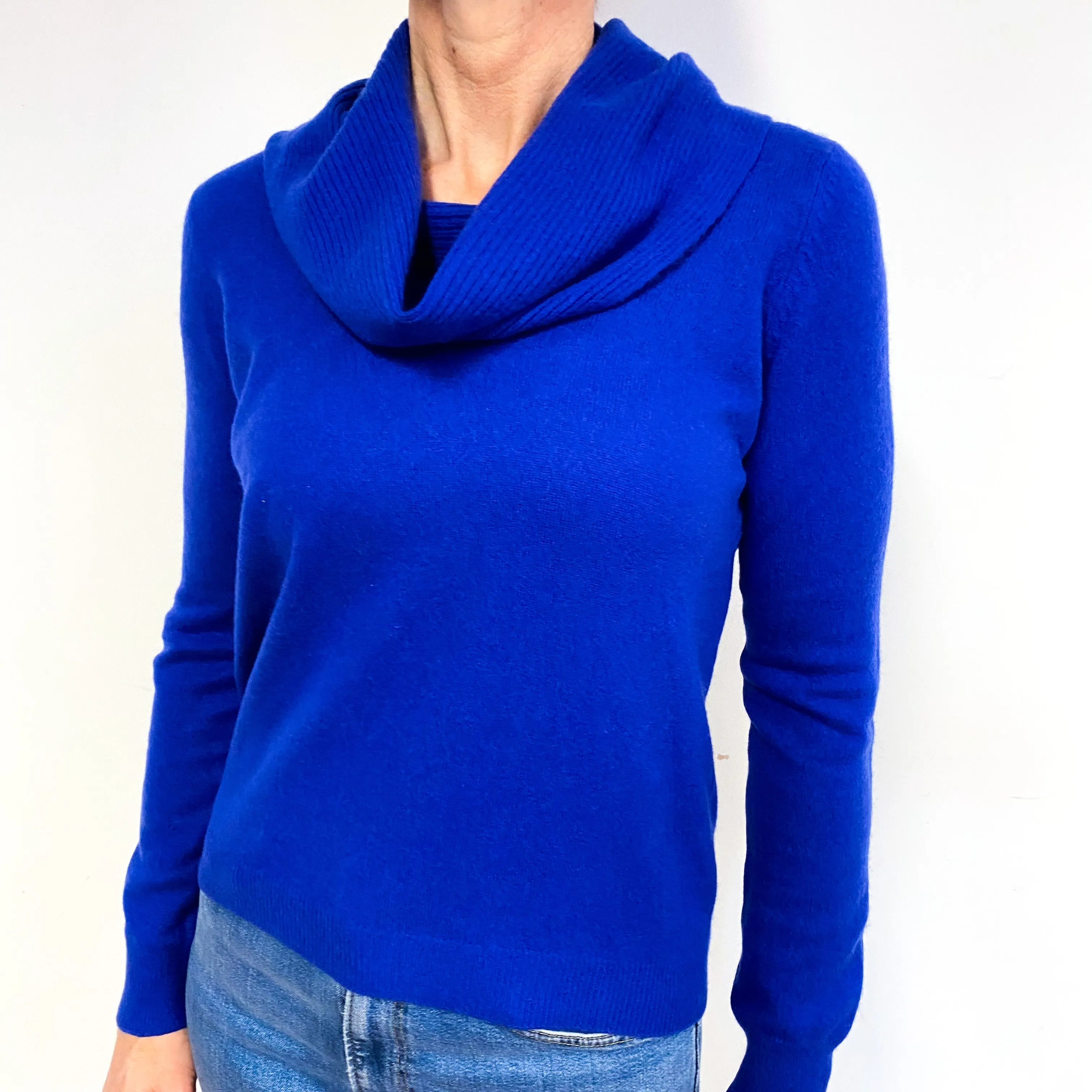 Indigo Blue Cashmere Cowl Neck Jumper Medium