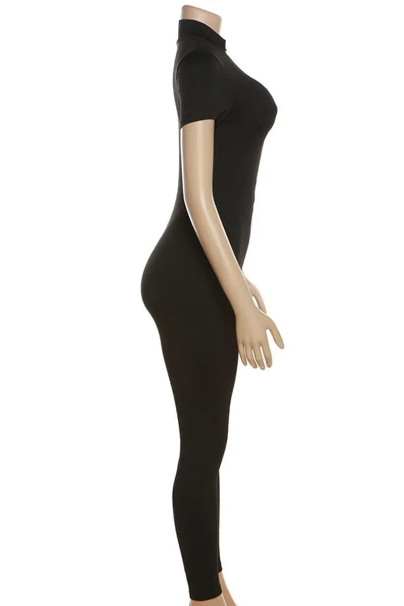 JC167 Short Sleeve Fitted Jumpsuits