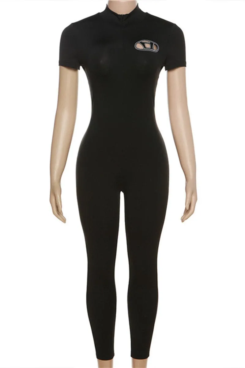 JC167 Short Sleeve Fitted Jumpsuits