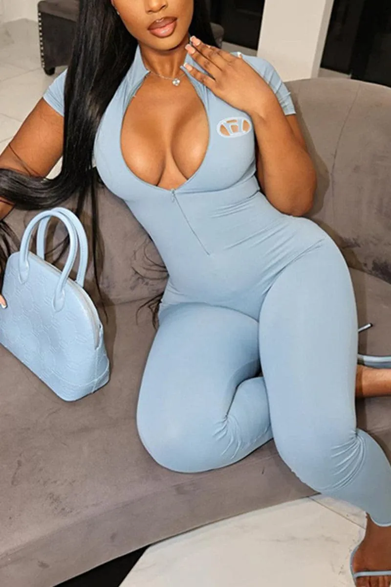 JC167 Short Sleeve Fitted Jumpsuits