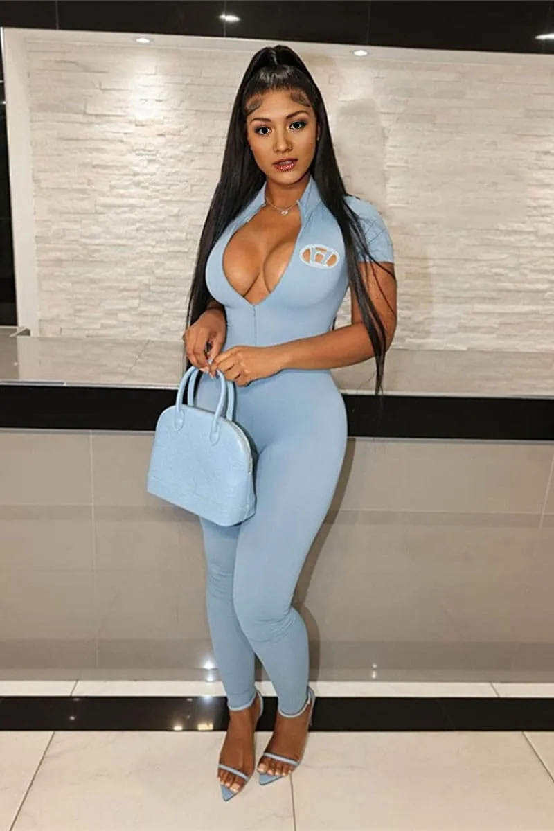 JC167 Short Sleeve Fitted Jumpsuits
