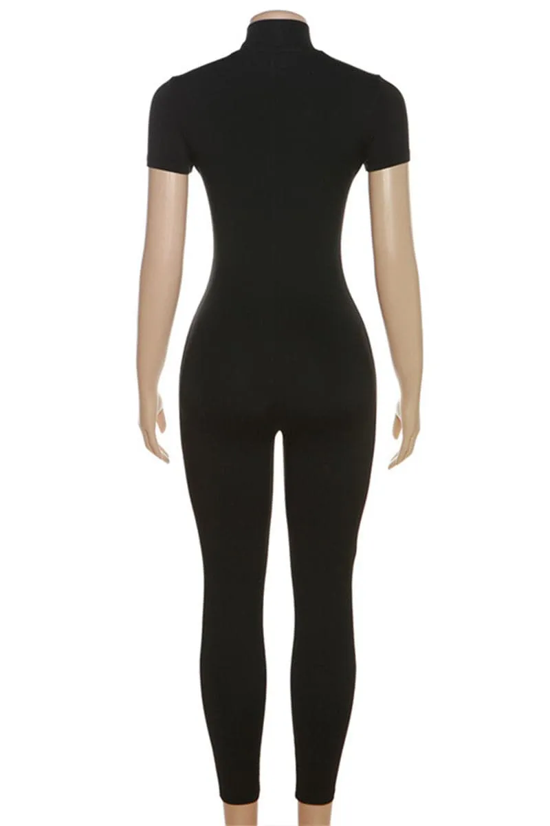 JC167 Short Sleeve Fitted Jumpsuits