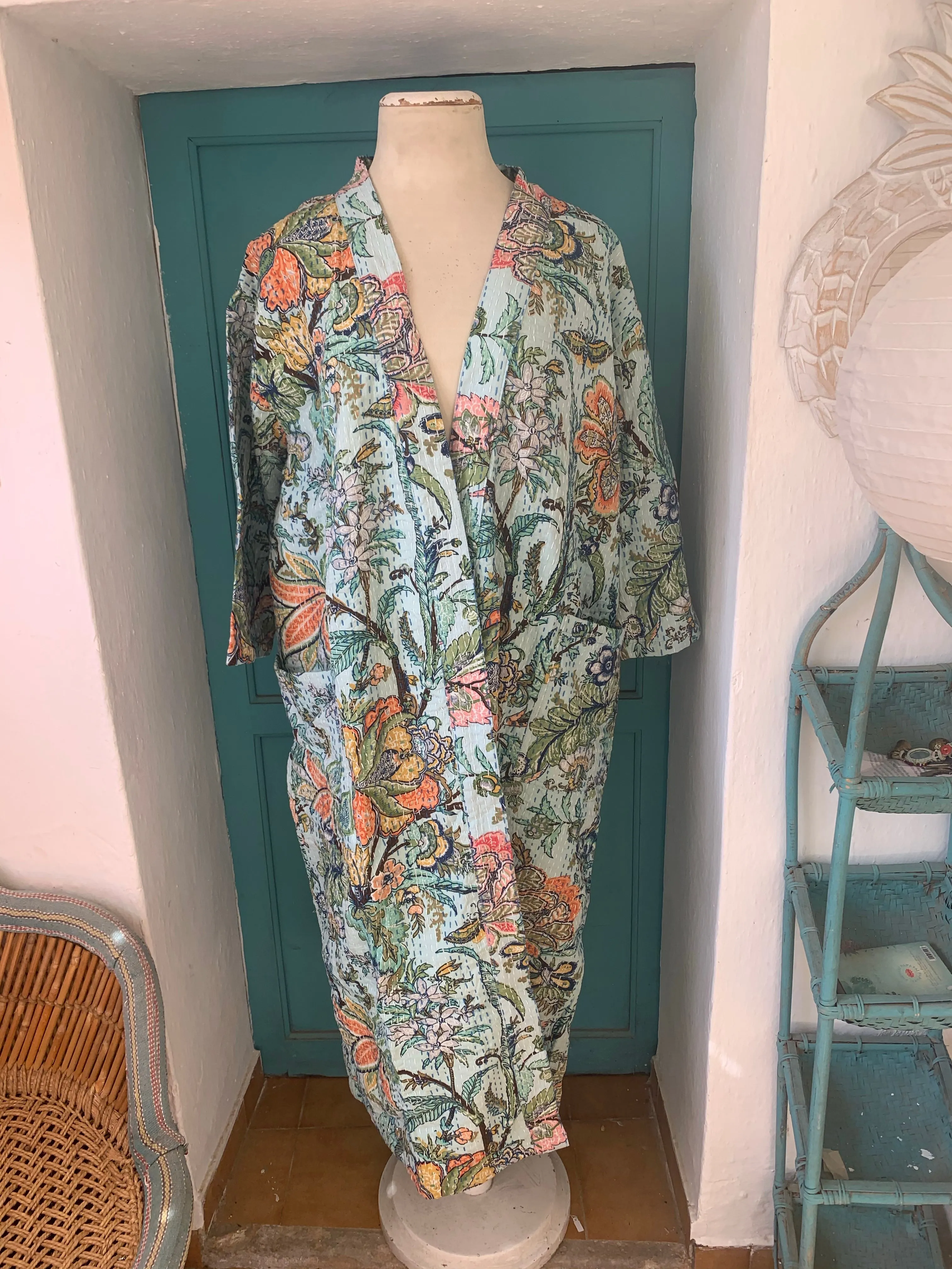Kantha kimono coat jungle