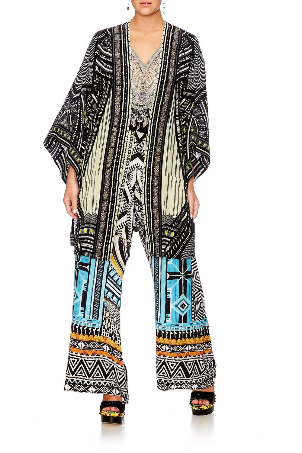KIMONO WITH TIE BELT BETWEEN THE LINES
