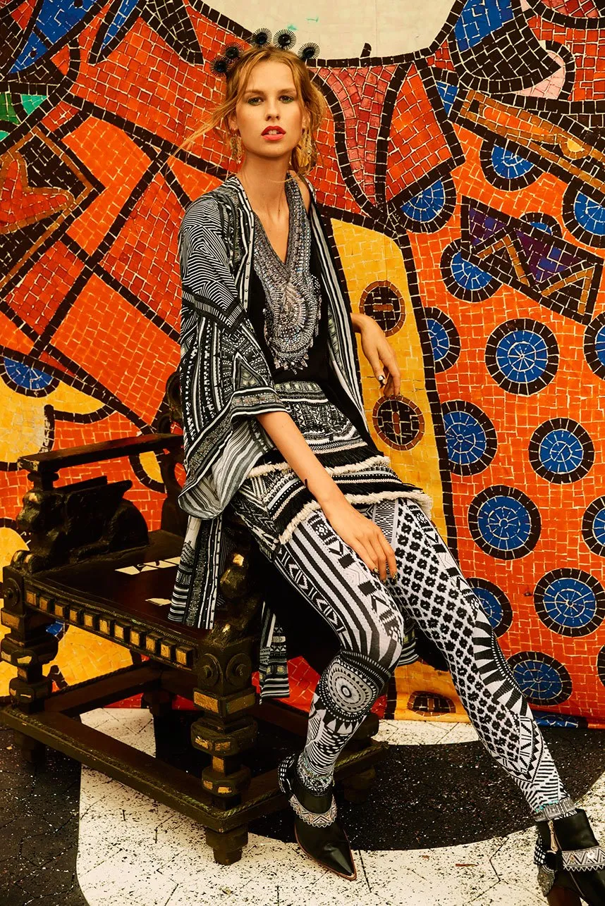KIMONO WITH TIE BELT BETWEEN THE LINES