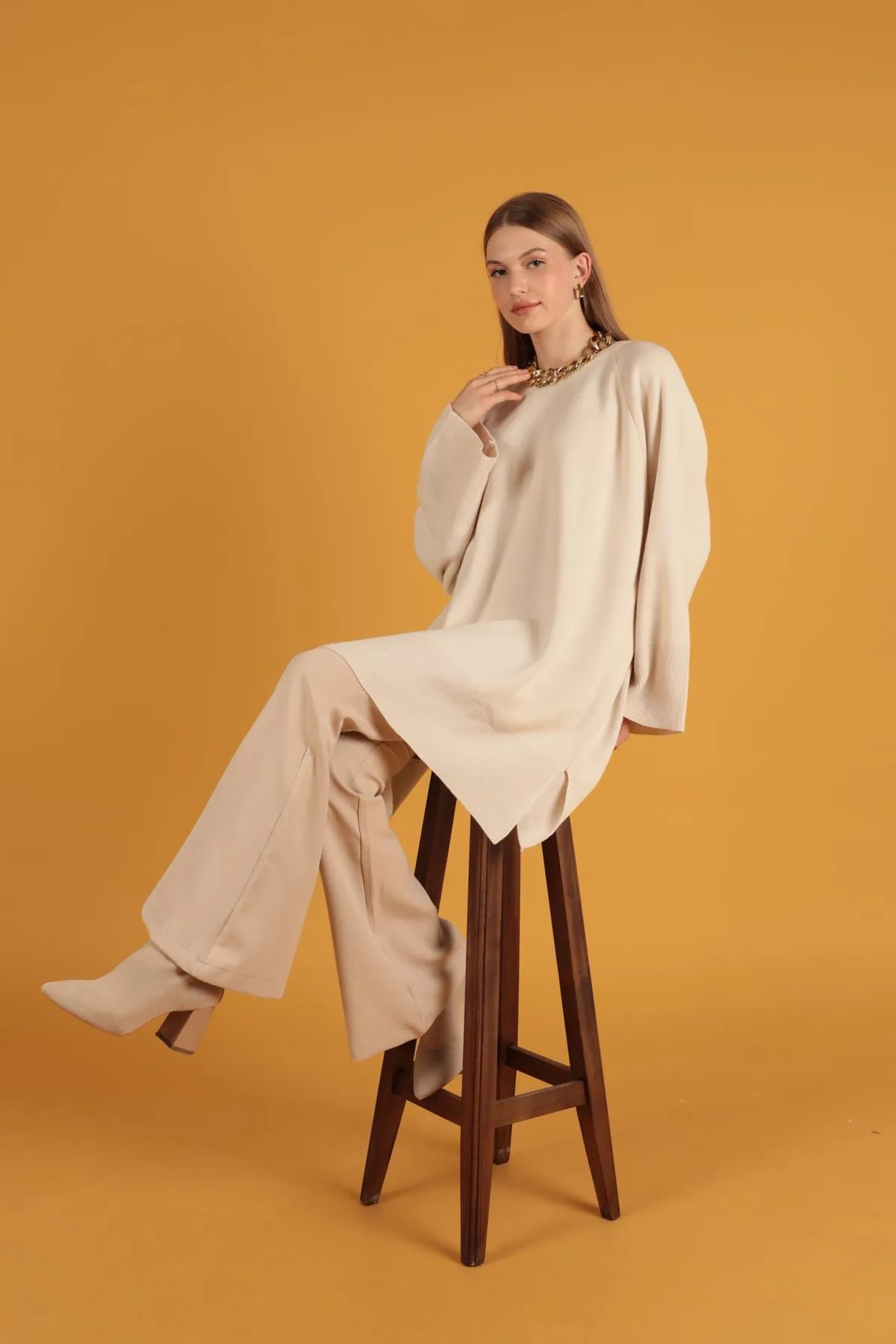 KKT Atlas Fabric Spanish Women's Trousers-Beige - Asheville