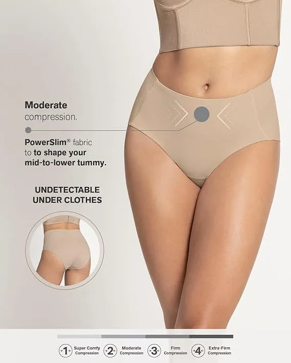 Leonisa Mid-Rise Moderate Compression Classic Underwear  Light Beige Size M