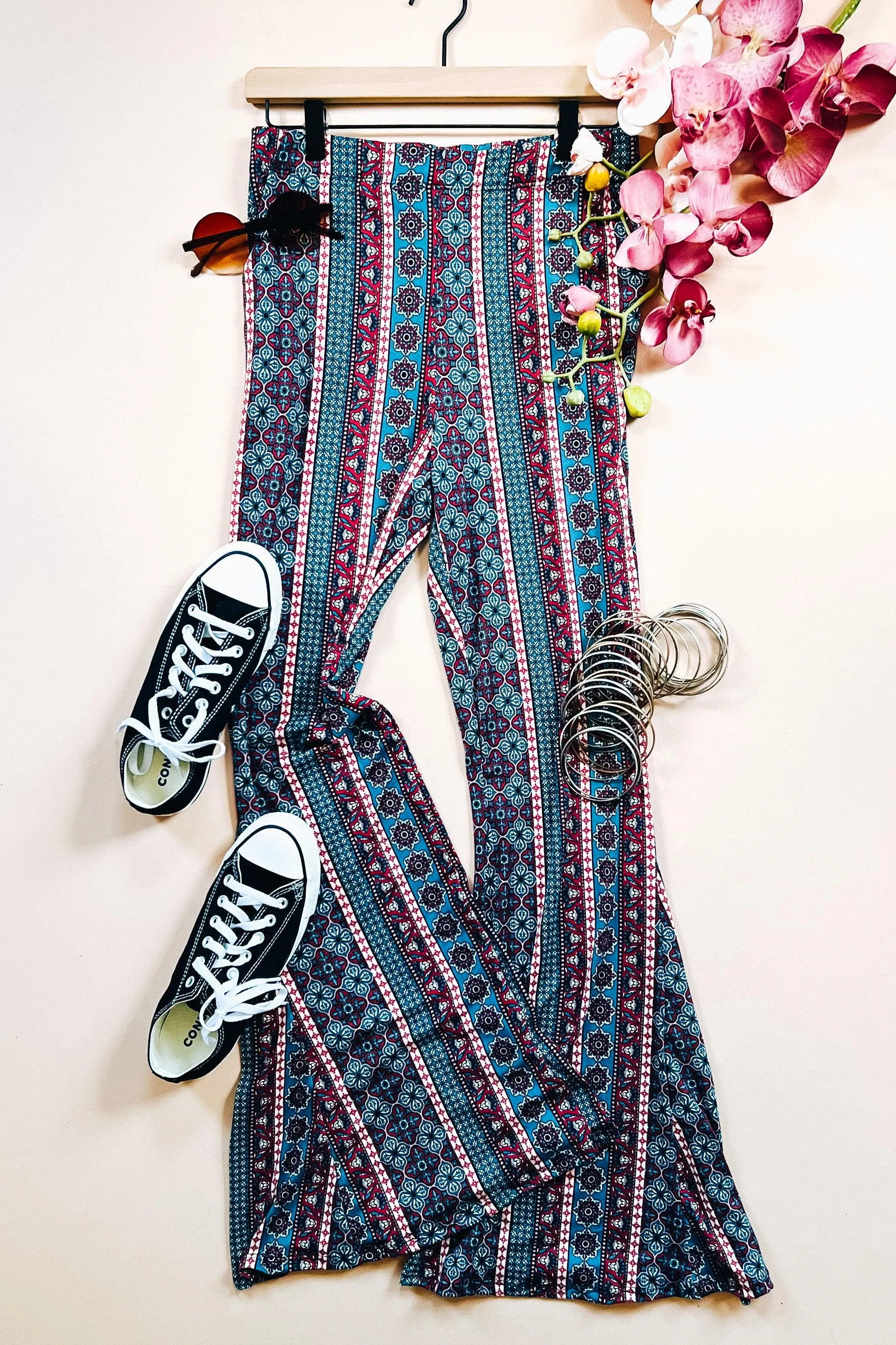 Little Lies Bohemian Print Flared Pants