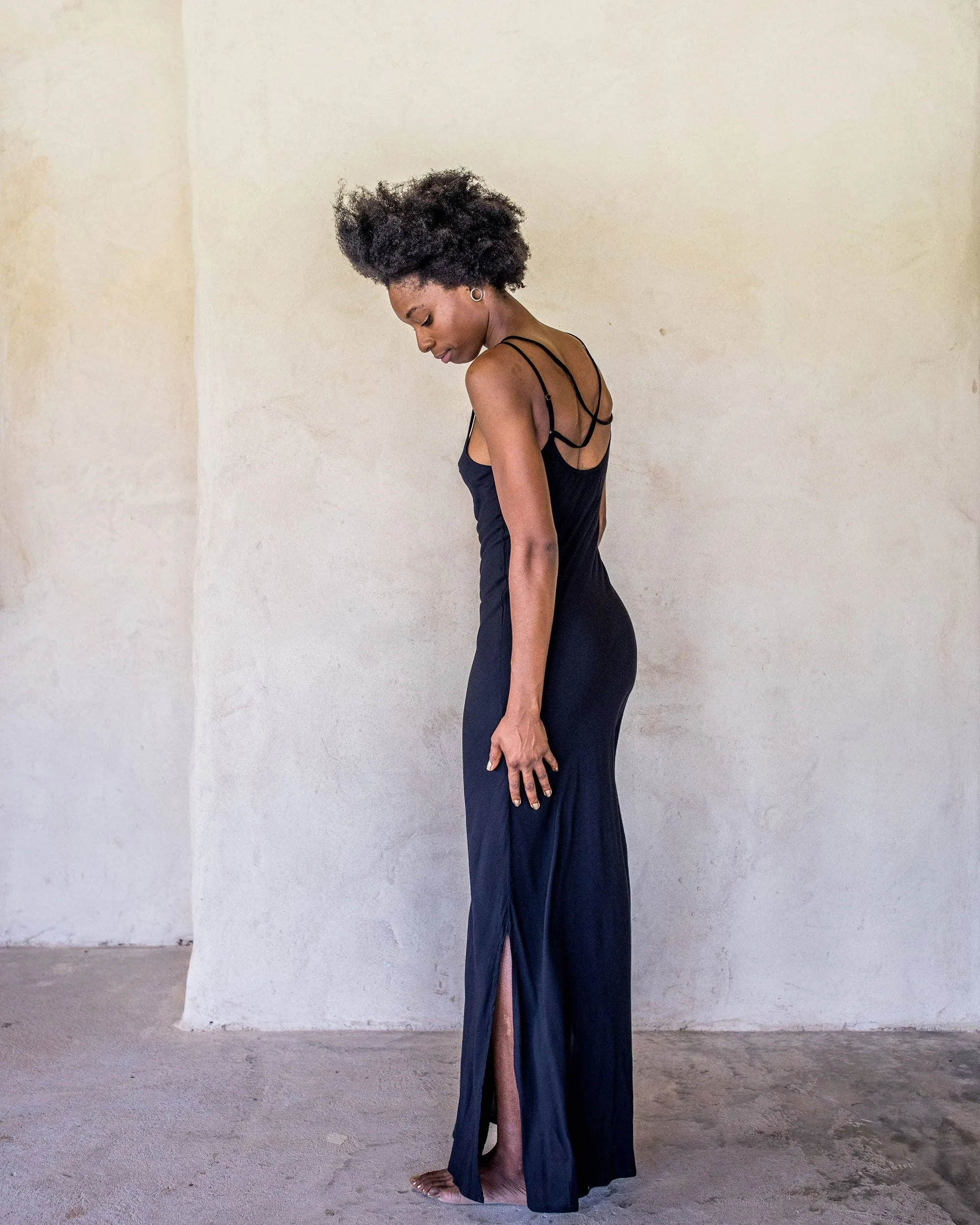 Long Black Slip Dress
