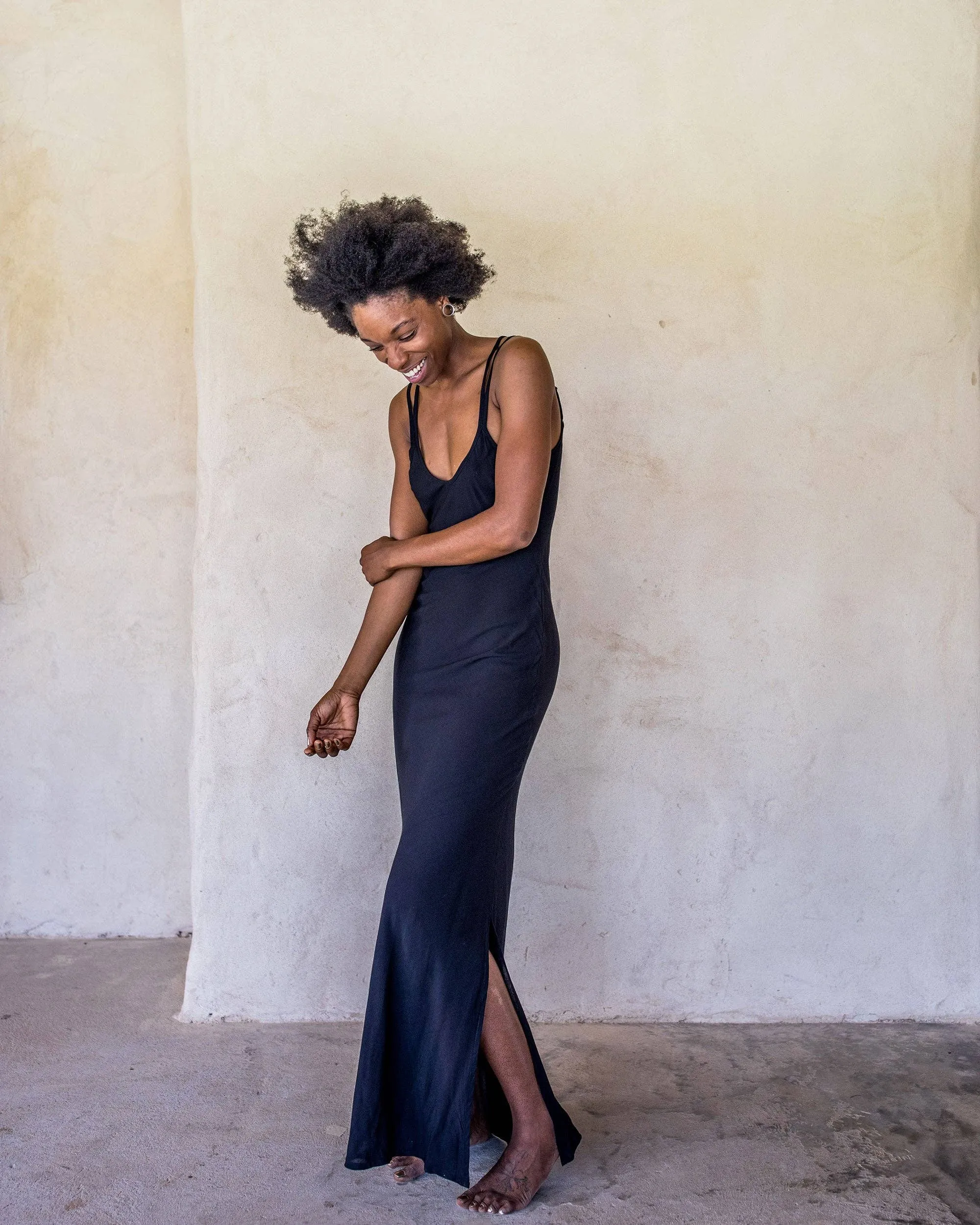 Long Black Slip Dress