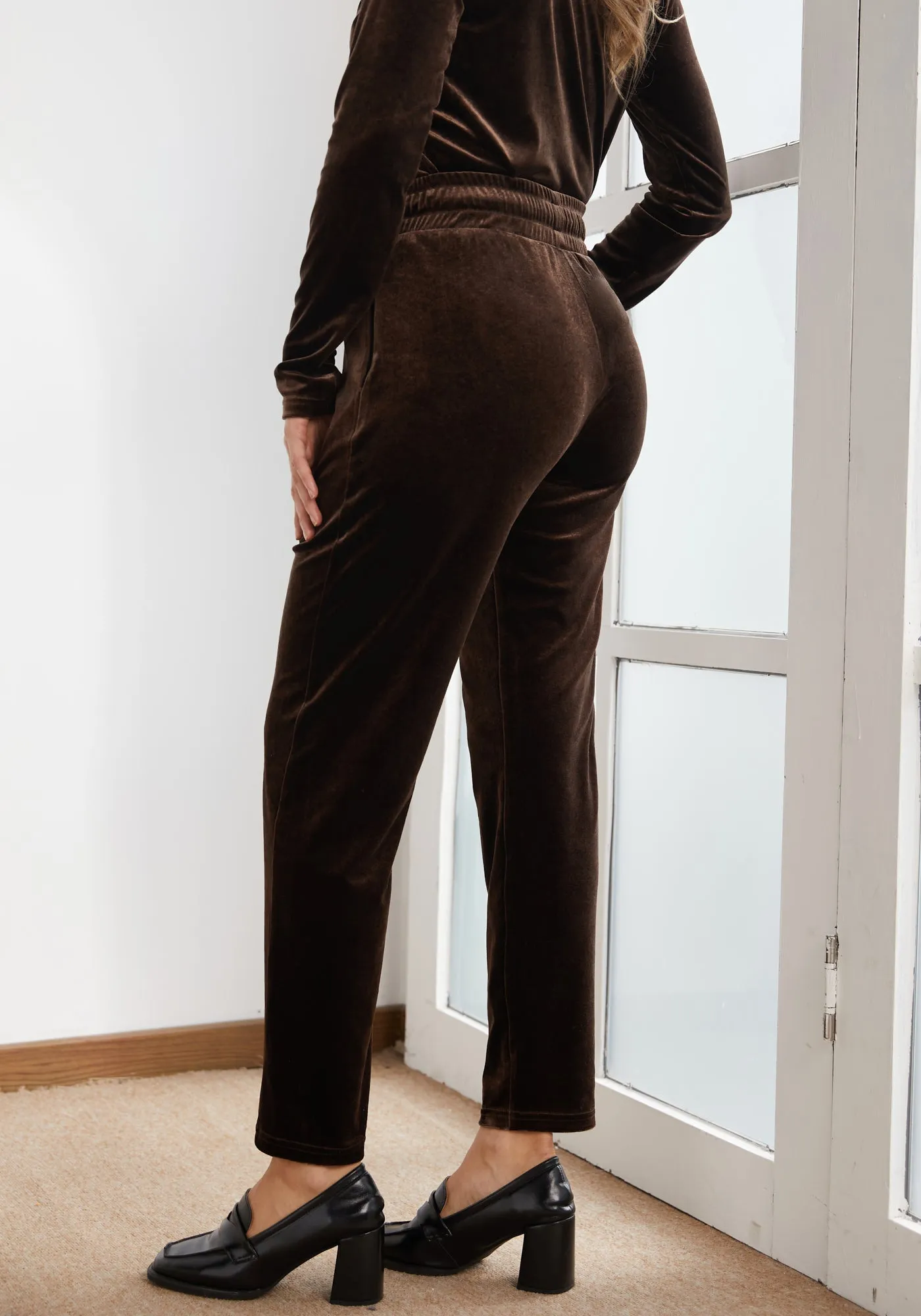 LuxeVelvet Drawstring Pant (Mushroom)