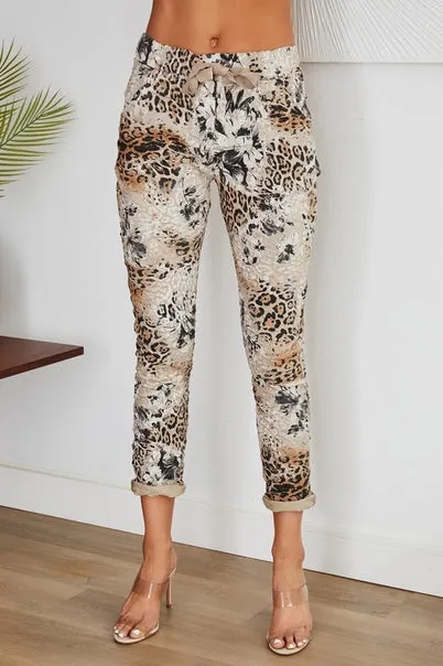 Lynn Leopard Print Crinkle Jogger