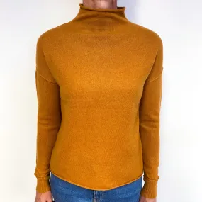 Marmalade Orange Cashmere Turtle Neck Jumper Medium