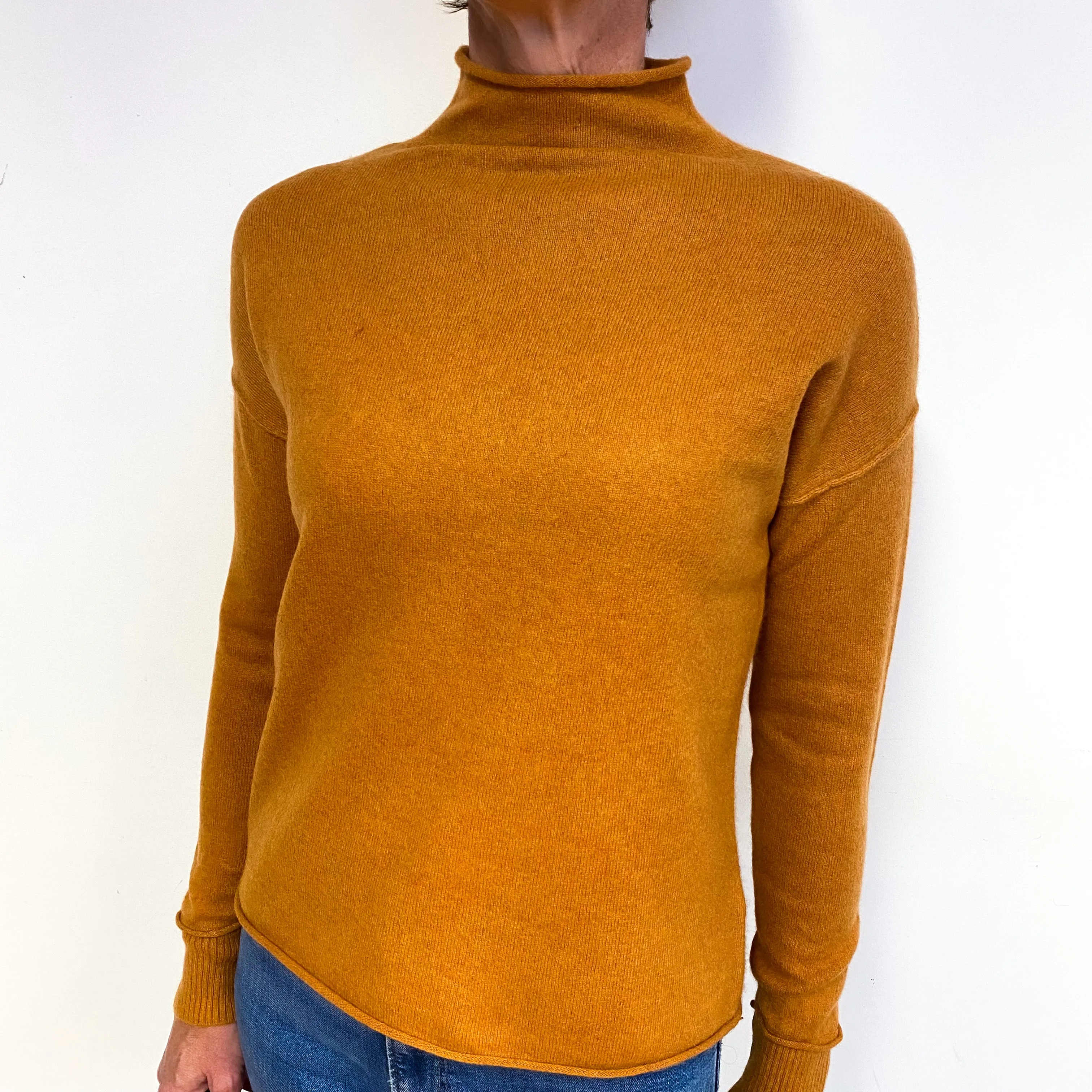 Marmalade Orange Cashmere Turtle Neck Jumper Medium