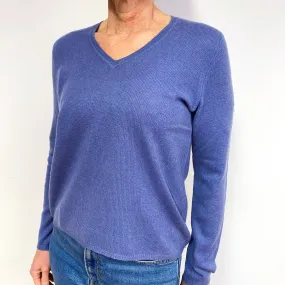 Mauve Cashmere V-Neck Jumper Medium