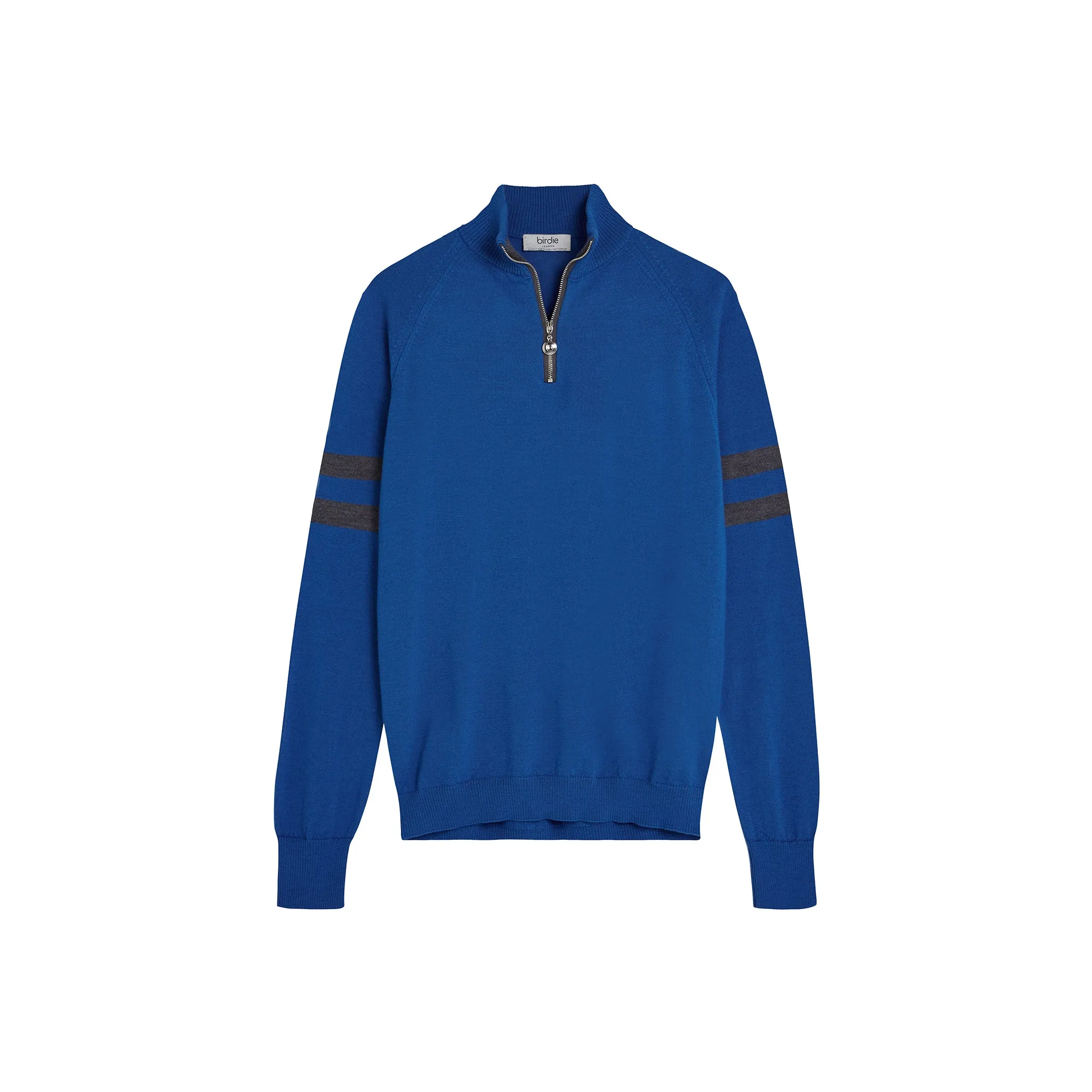 Mens Birdie 4 zip Jumper in Marine Blue & Grey